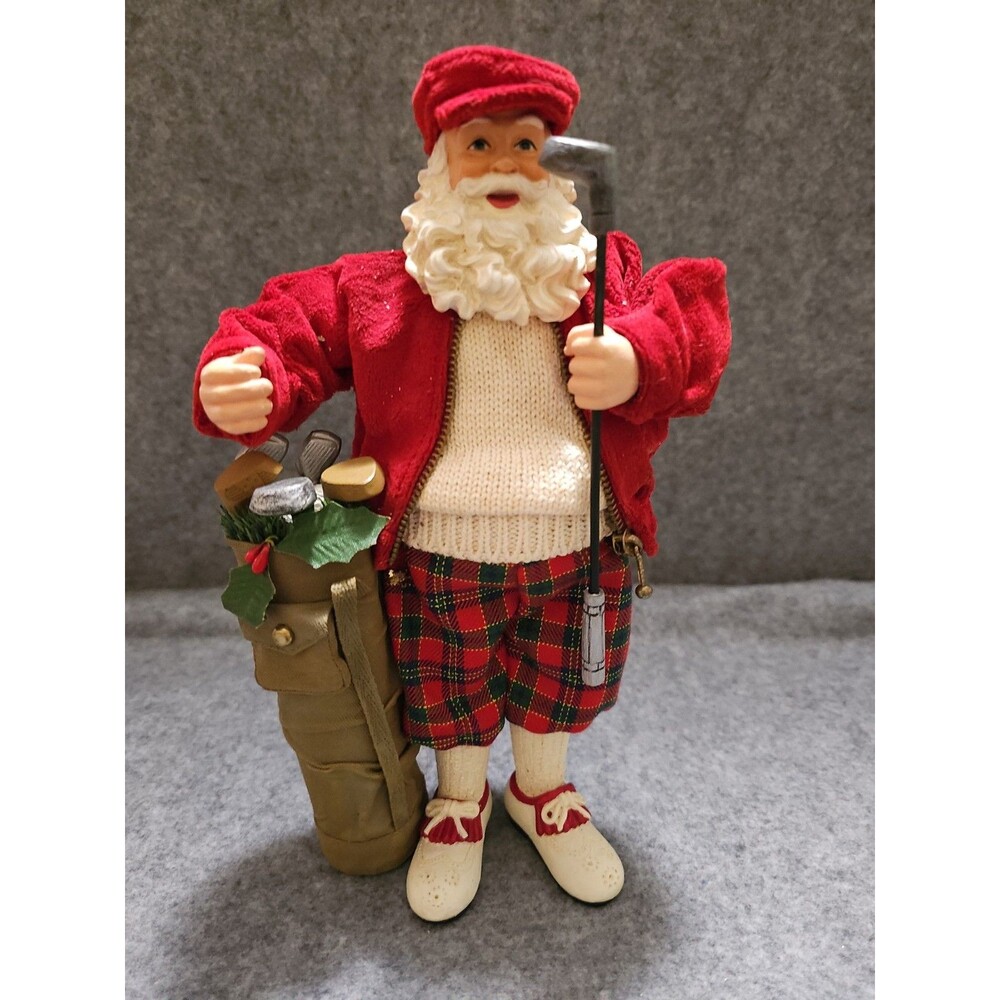 Kurt Adler Vintage Golfing Santa Figurine Fabriche 10 1/2 Inches
